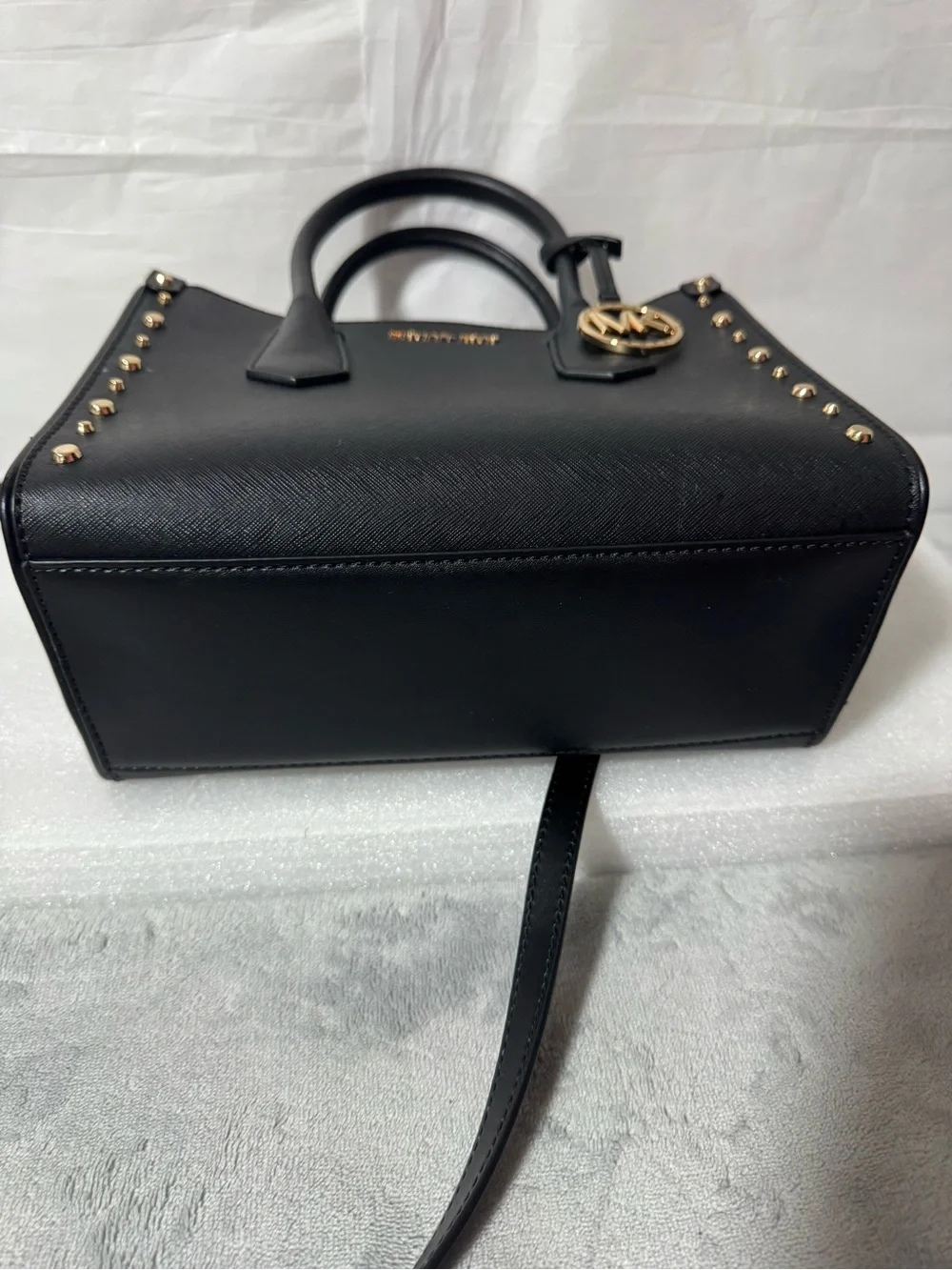 Michael Kors Black Saffiano Satchel with Gold Accents